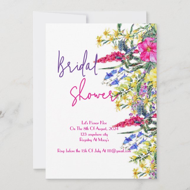 Botanical bridal shower invitation (Front)