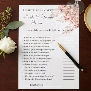 Botanical bride trivia bridal shower game Card