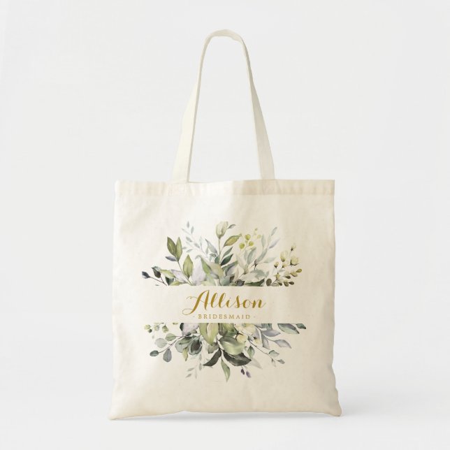 botanical Bridesmaid Personalised Tote Bag (Front)