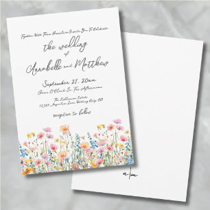 Botanical Bright Colourful Wildflowers Wedding Invitation