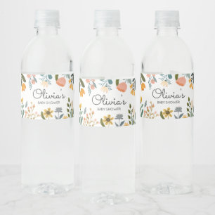 Botanical Bright Wildflower Baby Shower Water Bottle Label