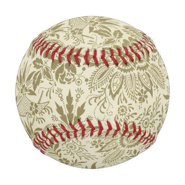 Botanical Brocade Toile Floral Green Sage Pattern Baseball (Front)