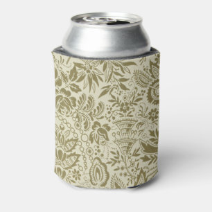 Botanical Brocade Toile Floral Green Sage Pattern Can Cooler