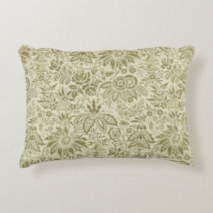 Botanical Brocade Toile Floral Green Sage Pattern Decorative Cushion