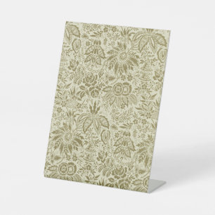 Botanical Brocade Toile Floral Green Sage Pattern Pedestal Sign