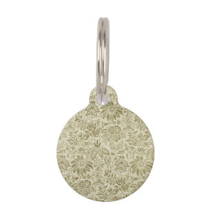 Botanical Brocade Toile Floral Green Sage Pattern Pet Tag