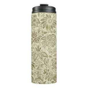 Botanical Brocade Toile Floral Green Sage Pattern Thermal Tumbler
