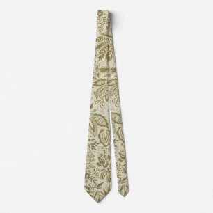 Botanical Brocade Toile Floral Green Sage Pattern Tie
