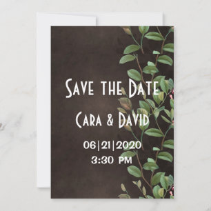 Botanical Brown Greenery Floral Elegant wedding Save The Date