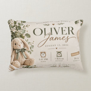 Botanical Bunny Baby Birth Keepsake Decorative Cushion