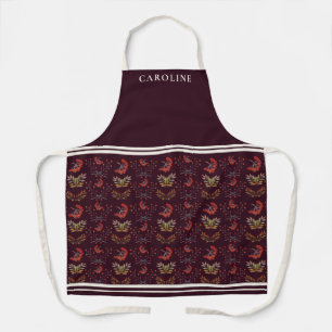 Botanical Burgundy Berries & Fall Leaves Custom Apron