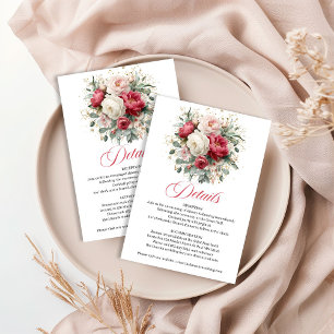 Botanical Burgundy Floral Wedding Details Card