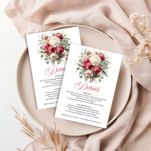 Botanical Burgundy Floral Wedding Details Enclosure Card