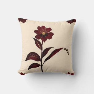 Botanical Burgundy Flowers with Gold Cushion