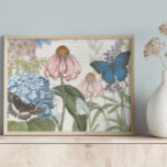 Botanical Butterfly Blue Garden Floral Decoupage Tissue Paper<br><div class="desc">Magnificent,  elegant vintage butterfly steals the show in this collage with botanical flowers,  butterflies,  dragonflies and script handwriting ephemera and antique advertising images over a soft cream textured background.  Collage created and Graphically designed by internationally licensed artist and designer,  Audrey Jeanne Roberts,  copyright.</div>