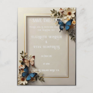 Botanical Butterfly Wedding Invitation Postcard