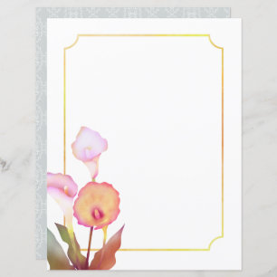 Botanical  Caffa Lily White Stationery Paper
