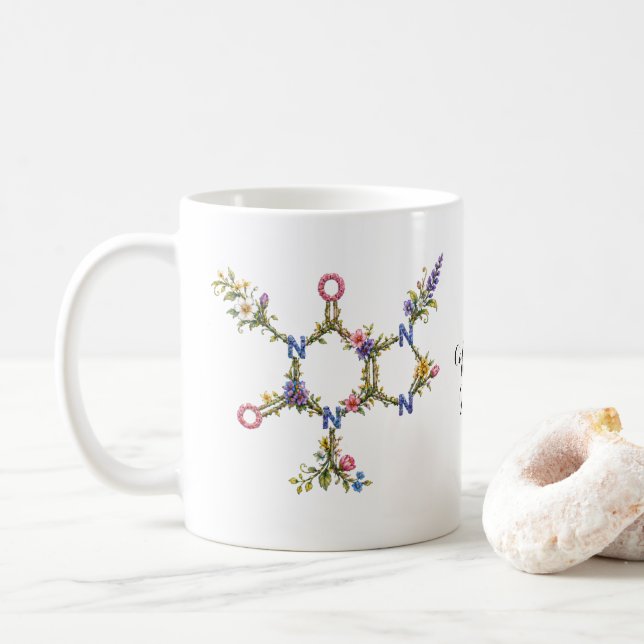 Botanical Caffeine Molecule Mug  (With Donut)