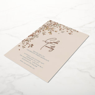 Botanical Caligraphy Beige Wedding Foil Invitation