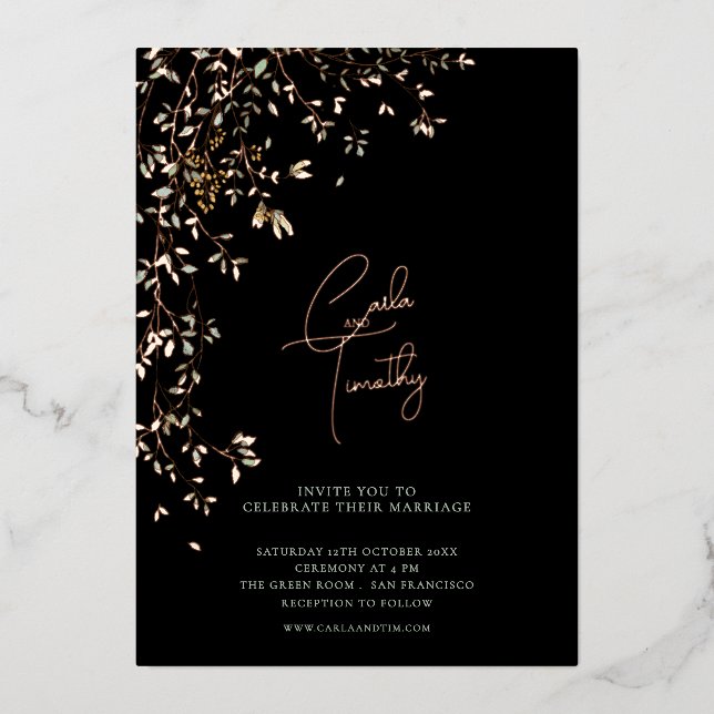 Botanical Caligraphy Wedding Black (Front)