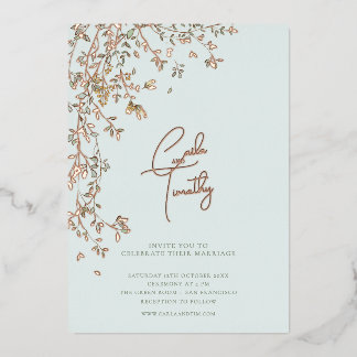 Botanical Caligraphy Wedding Foil Invitation