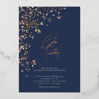 Botanical Caligraphy Wedding Navy Blue