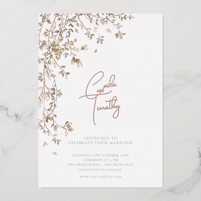 Botanical Caligraphy Wedding White (Front)