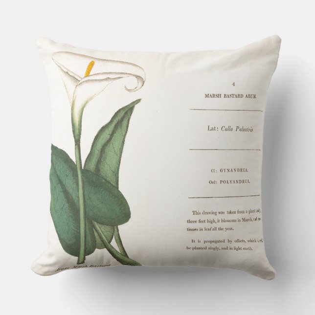 Botanical Calla Lily Flower Floral Cushion (Front)