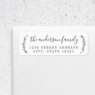 Botanical Calligraphy Family Name Return Address Label