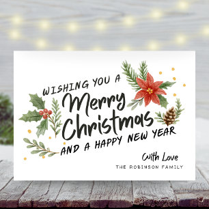 Botanical Calligraphy Merry Christmas Non Photo Holiday Card