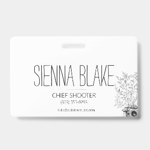 Botanical Camera Logo Photographer ID Badge