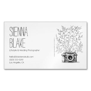 Botanical Camera Logo Photographer Magnetic Business Card