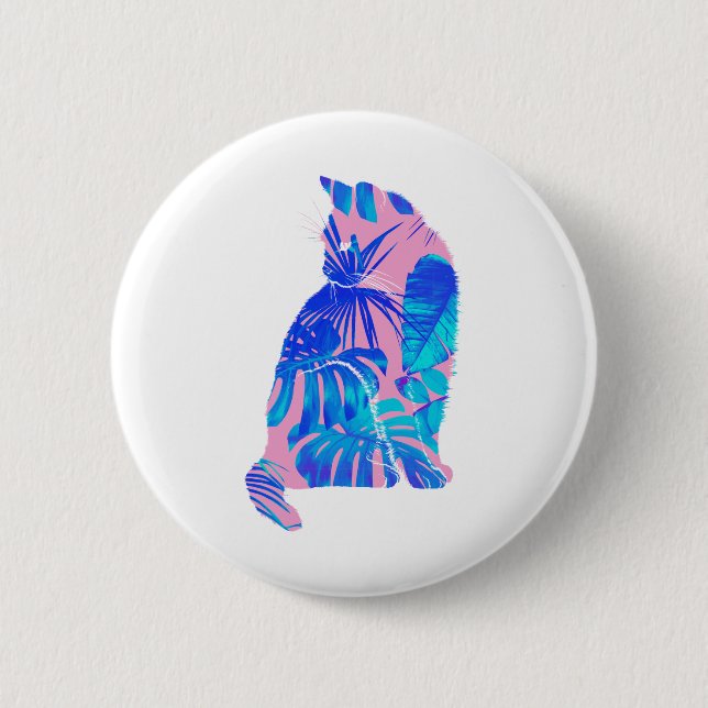 botanical cat 6 cm round badge (Front)