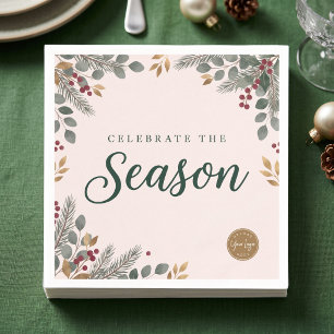 Botanical Celebrate The Season Corporate Holiday Napkin