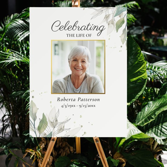 Botanical Celebration of Life Photo Funeral Poster (Creator Uploaded)