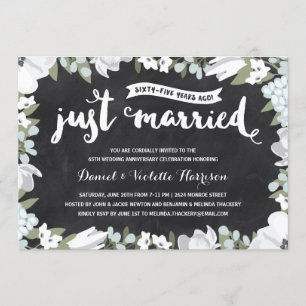 Botanical Chalkboard   65th Wedding Anniversary Invitation