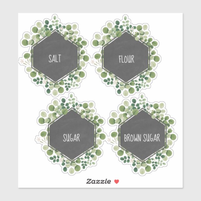 Botanical Chalkboard Kitchen Canister Label (Sheet)