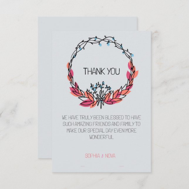 "Botanical Charm Thank You Card" (Front/Back)