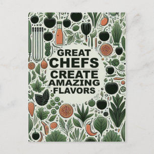 Botanical Chef's Kitchen Utensils Typography  Postcard