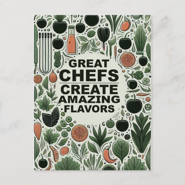 Botanical Chef's Kitchen Utensils Typography  Postcard (Front)