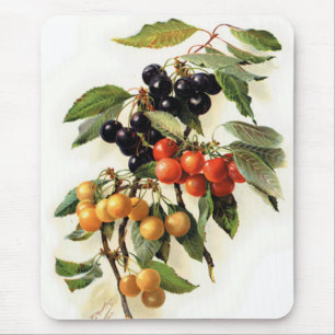 Botanical Cherries Print Mouse Pad