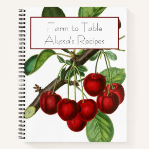 Botanical Cherry Stems Recipe Organiser Notebook