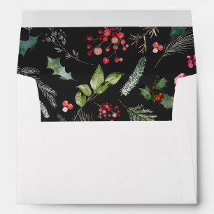 Botanical Chic Dark Grey Christmas Return Address Envelope