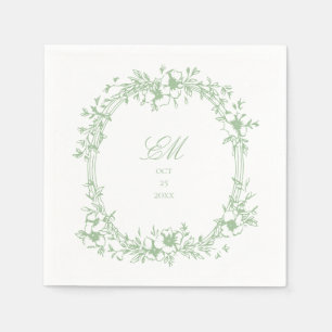 Botanical Chinoiserie Monogram Crest Wedding Logo Napkin