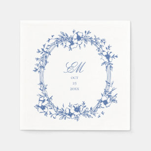Botanical Chinoiserie Monogram Crest Wedding Logo  Napkin