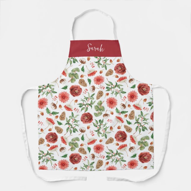 Botanical Christmas Apron (Front)