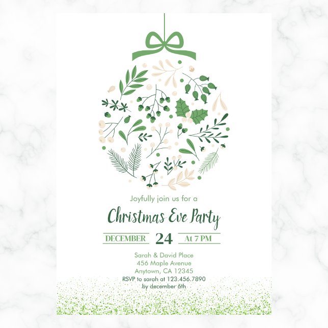 Botanical Christmas Eve Party Invitation (Creator Uploaded)