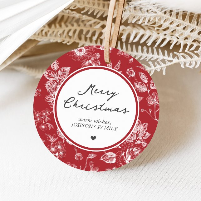 Botanical Christmas Favour Tags (Christmas Family Holiday Favor Tags)