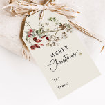 Botanical Christmas Gift Tags<br><div class="desc">Complete your holiday presents with our Botanical Christmas Gift Tags from the Black Boho Botanical Christmas Holiday Card Collection. Featuring stunning watercolor artwork of winter botanicals on a sophisticated black background, these gift tags add an elegant touch to any gift. Their festive design captures the essence of the season, ensuring...</div>