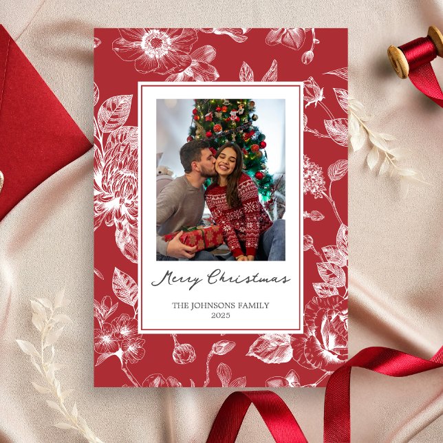 Botanical Christmas Holiday Card (Christmas Family Holiday Card )